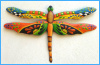 Garden Art, Painted Metal Dragonfly Wall Hanging - Handcrafted Tropical Wall Art - 24"